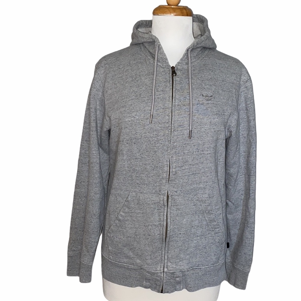 Adidas Zip Up Hoodie Heather Gray Men’s Small